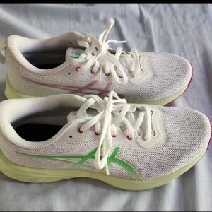 Asics Women's White and Lime Sneakers